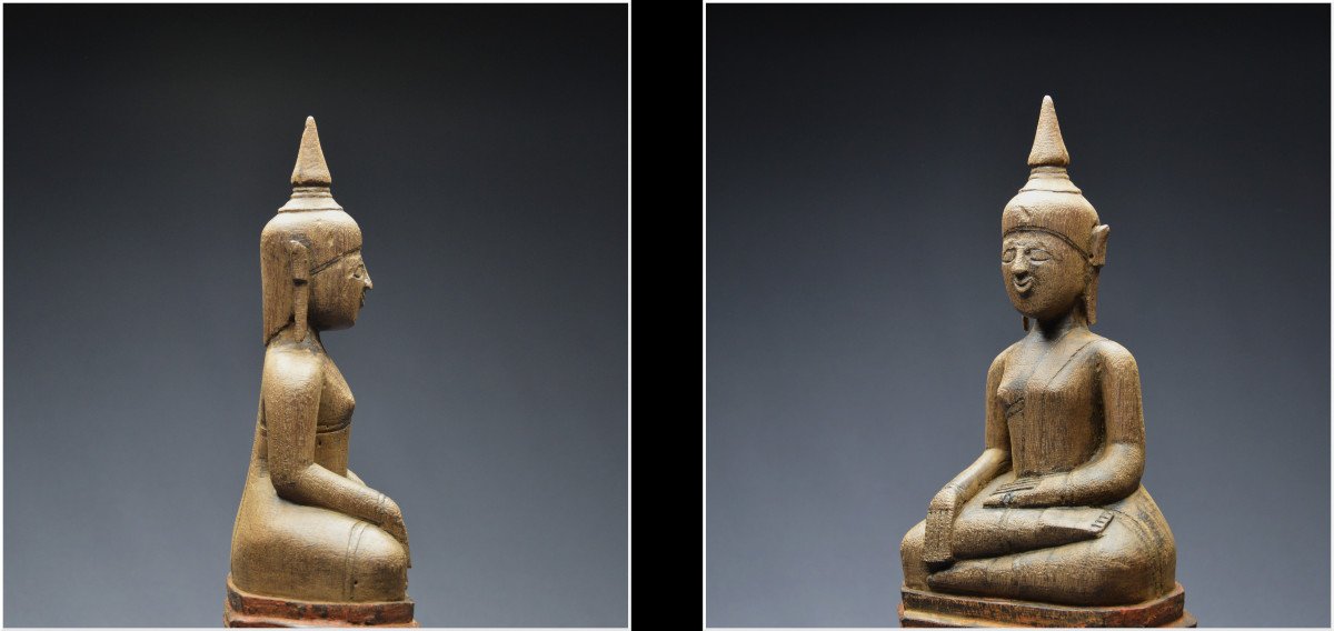 Laos, 18th - 19th Century, Maravijaya Buddha In Lacquered Wood-photo-4