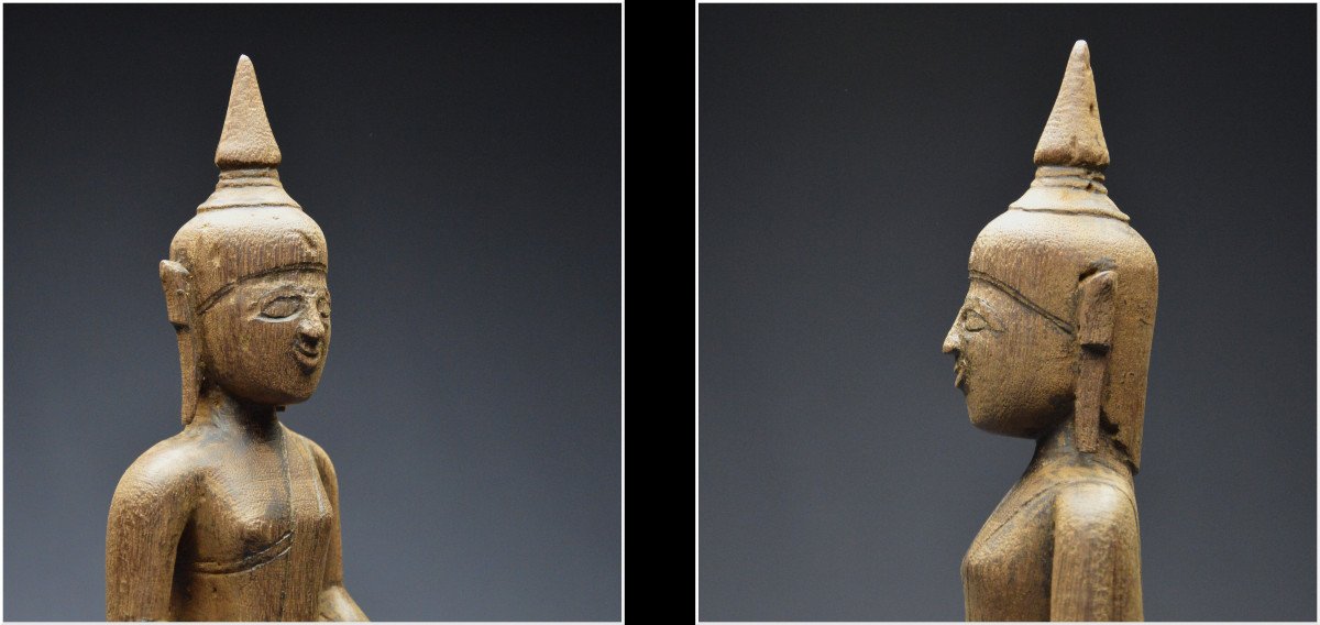 Laos, 18th - 19th Century, Maravijaya Buddha In Lacquered Wood-photo-5