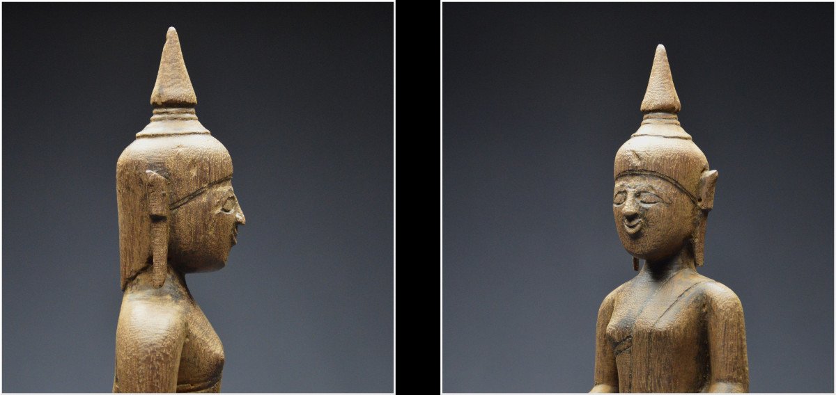 Laos, 18th - 19th Century, Maravijaya Buddha In Lacquered Wood-photo-6