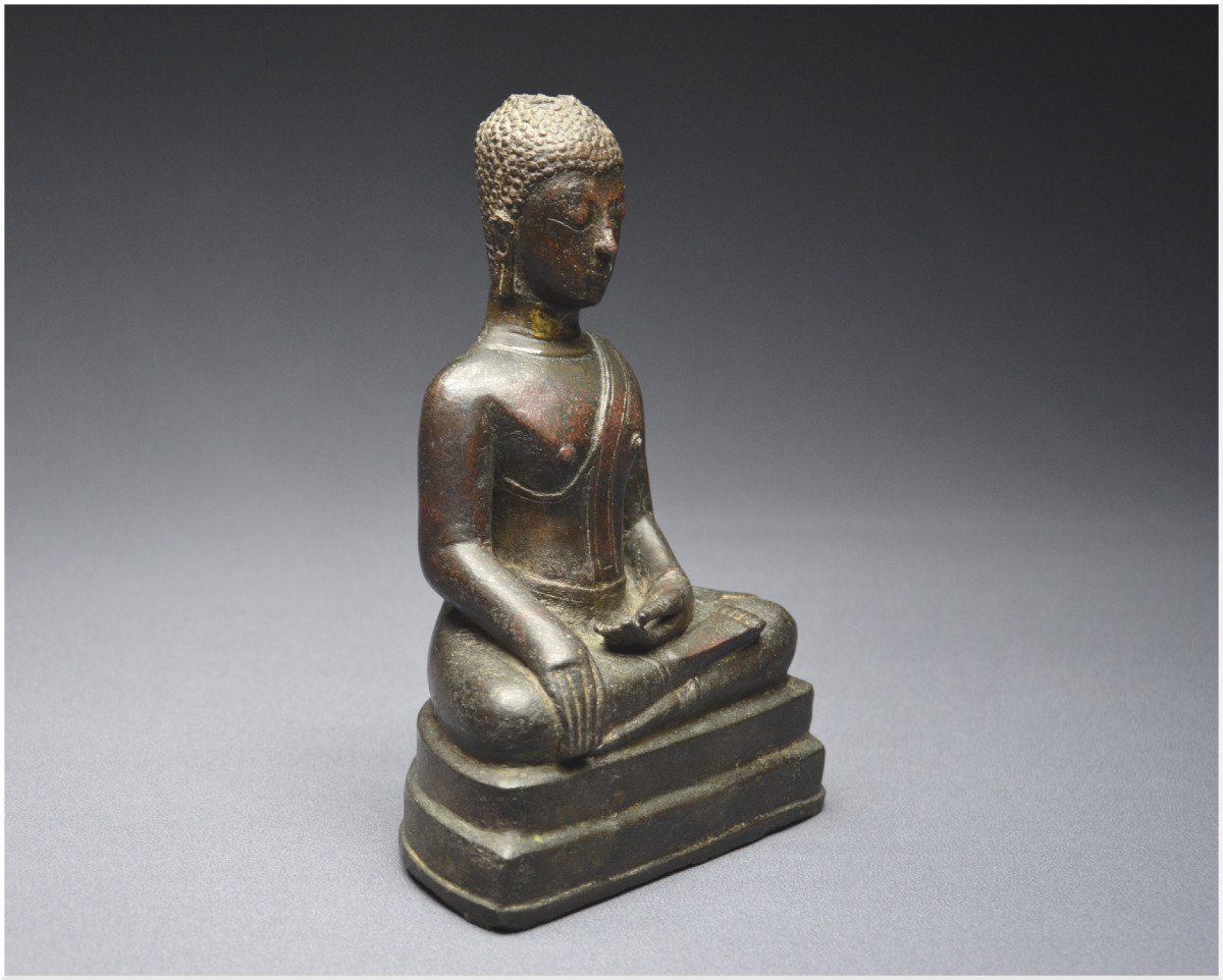 Ancien Royaume de Siam, XVIIème - XVIIIème siècle, École de Sukhothaï, Bouddha Sakyamuni en bronze-photo-2