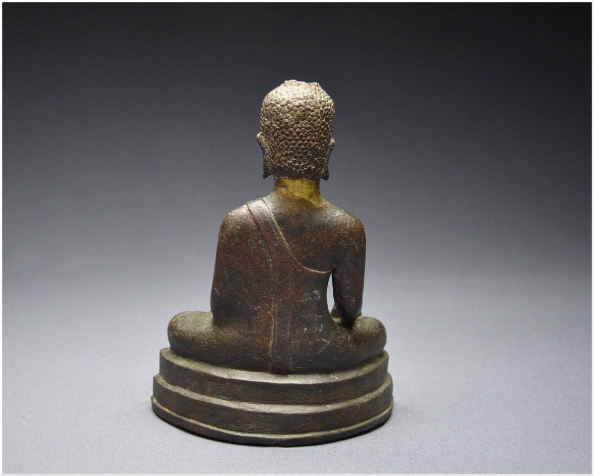 Ancien Royaume de Siam, XVIIème - XVIIIème siècle, École de Sukhothaï, Bouddha Sakyamuni en bronze-photo-4
