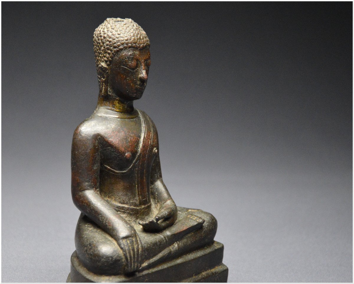 Ancien Royaume de Siam, XVIIème - XVIIIème siècle, École de Sukhothaï, Bouddha Sakyamuni en bronze-photo-2