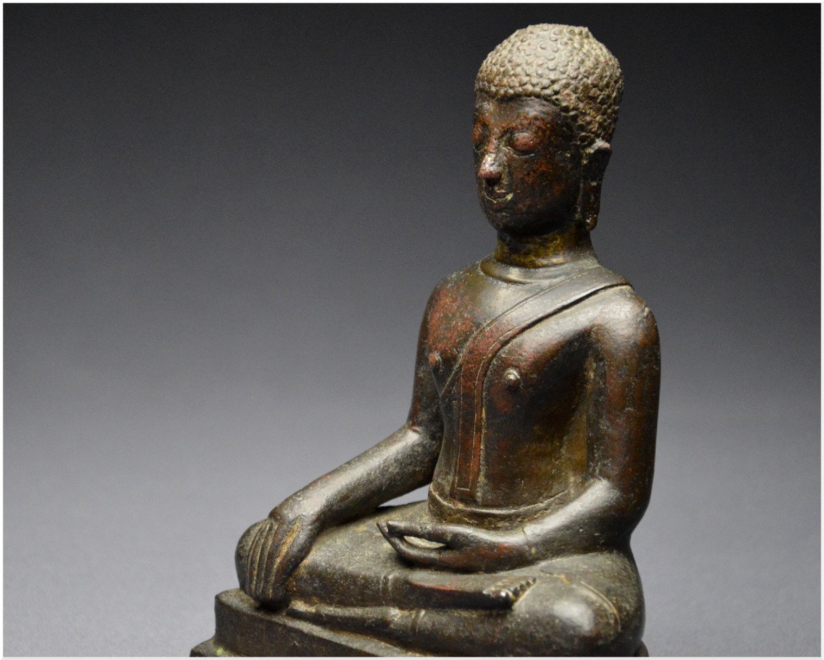 Ancien Royaume de Siam, XVIIème - XVIIIème siècle, École de Sukhothaï, Bouddha Sakyamuni en bronze-photo-4