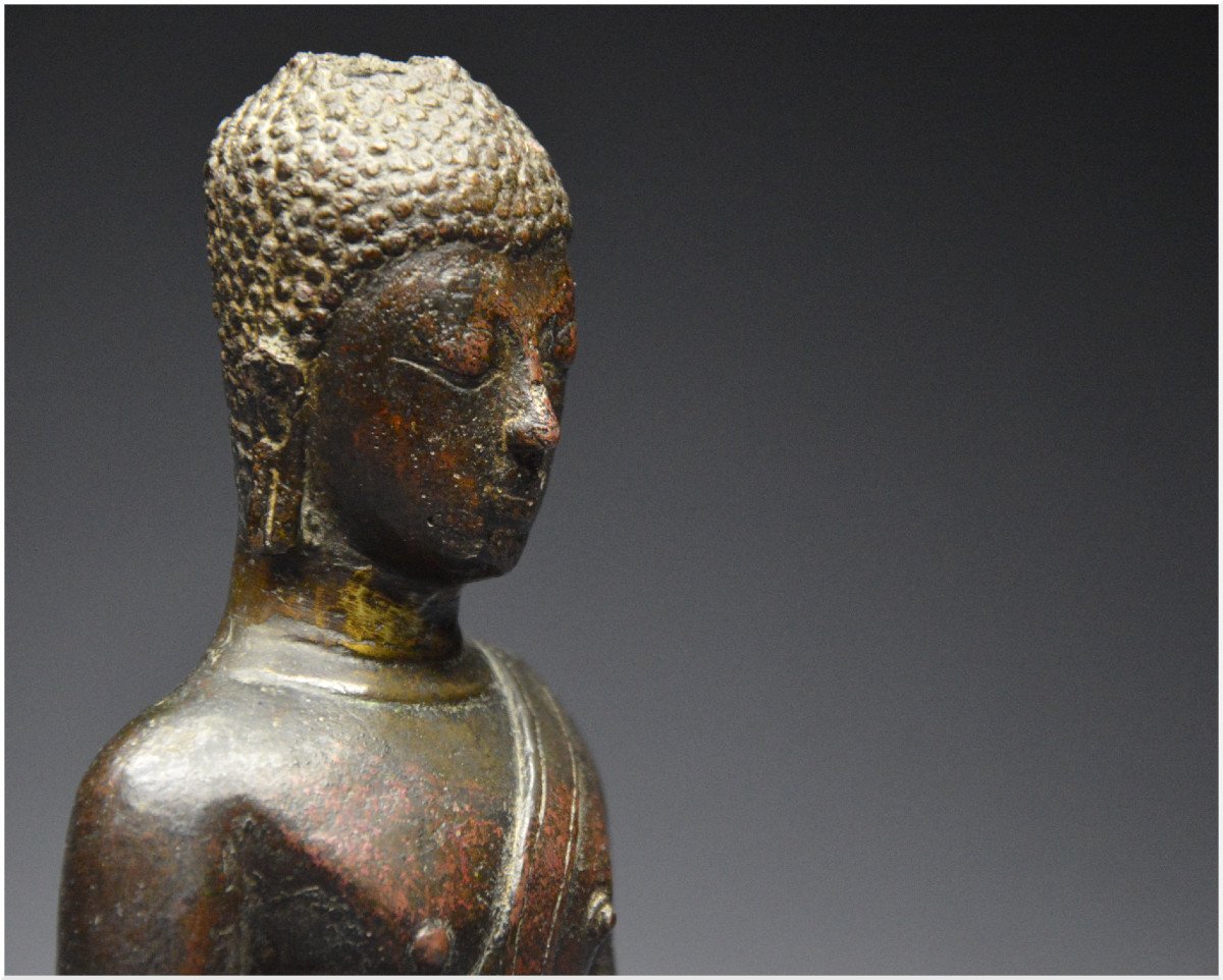Ancien Royaume de Siam, XVIIème - XVIIIème siècle, École de Sukhothaï, Bouddha Sakyamuni en bronze-photo-5