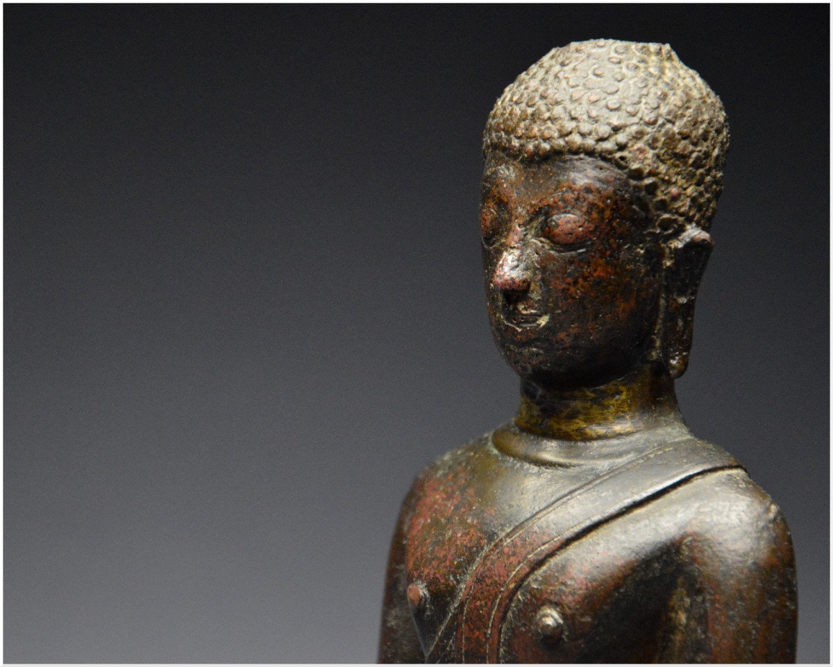 Ancien Royaume de Siam, XVIIème - XVIIIème siècle, École de Sukhothaï, Bouddha Sakyamuni en bronze-photo-7
