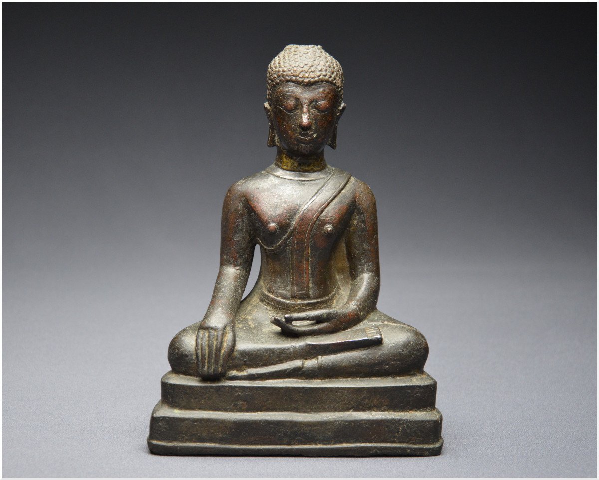 Ancien Royaume de Siam, XVIIème - XVIIIème siècle, École de Sukhothaï, Bouddha Sakyamuni en bronze