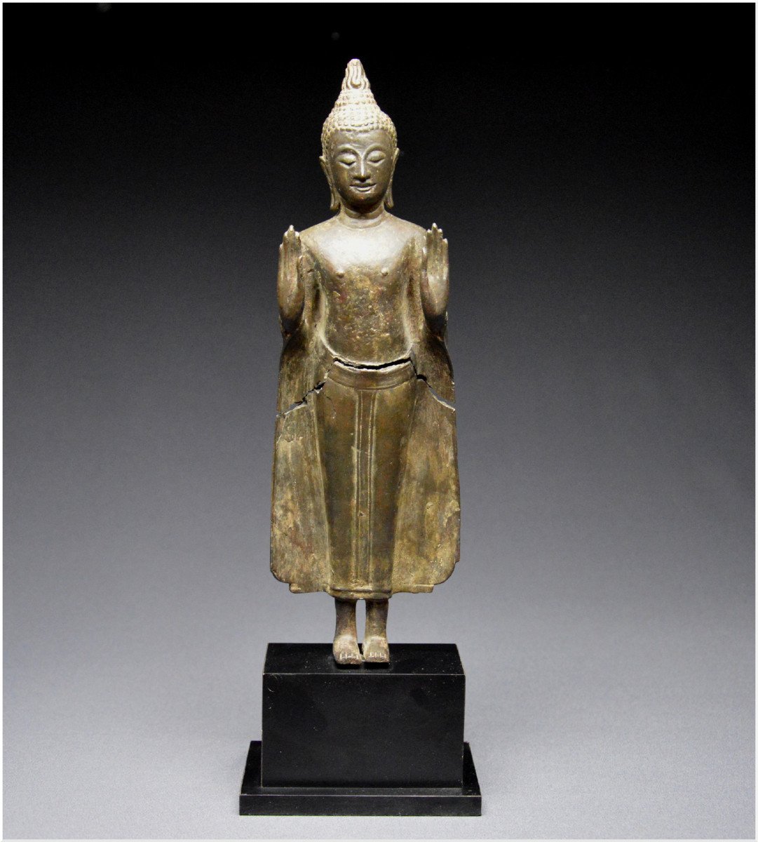Ancien Royaume du Siam, XVIème - XVIIème siècle,  Bouddha en bronze de style Ayutthaya-photo-2