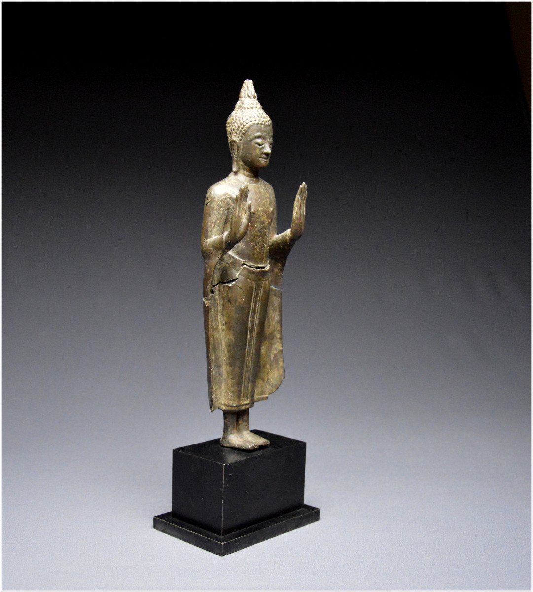 Ancien Royaume du Siam, XVIème - XVIIème siècle,  Bouddha en bronze de style Ayutthaya-photo-3