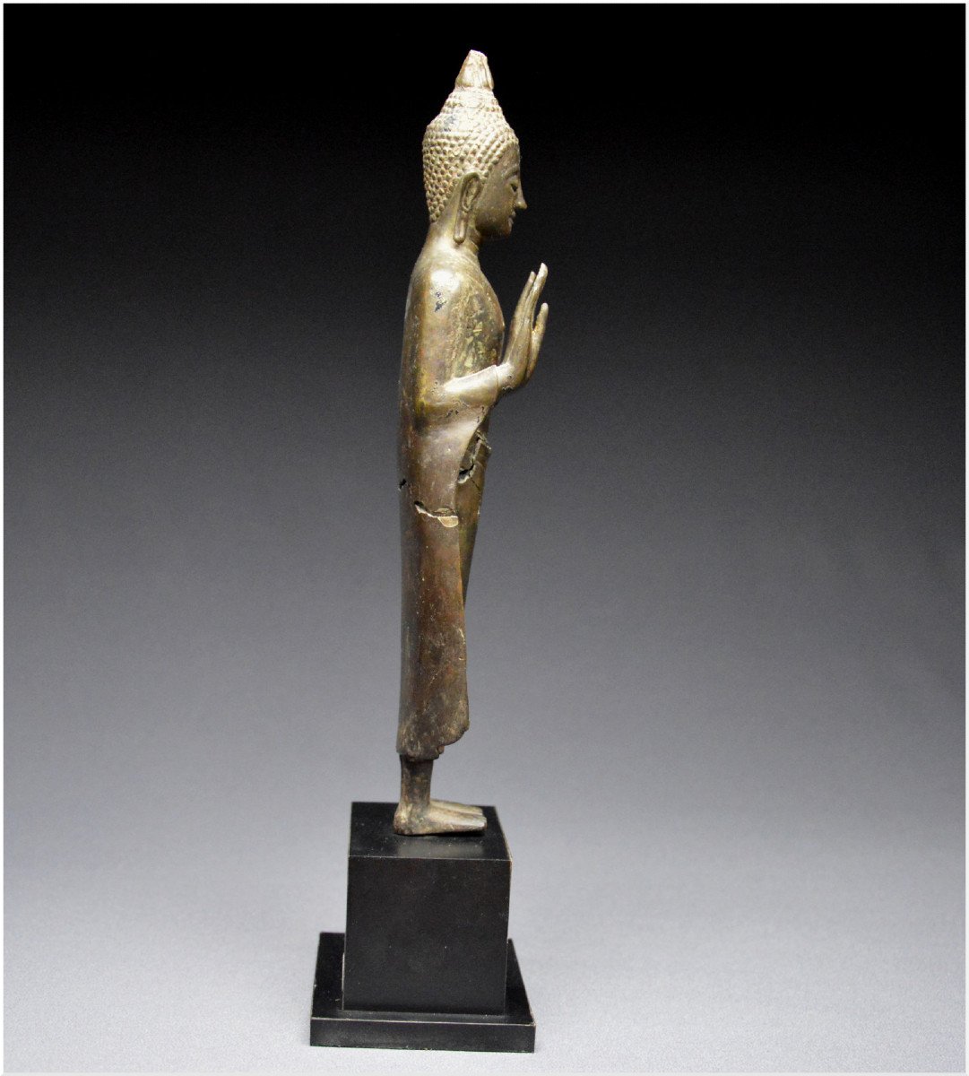 Ancien Royaume du Siam, XVIème - XVIIème siècle,  Bouddha en bronze de style Ayutthaya-photo-4