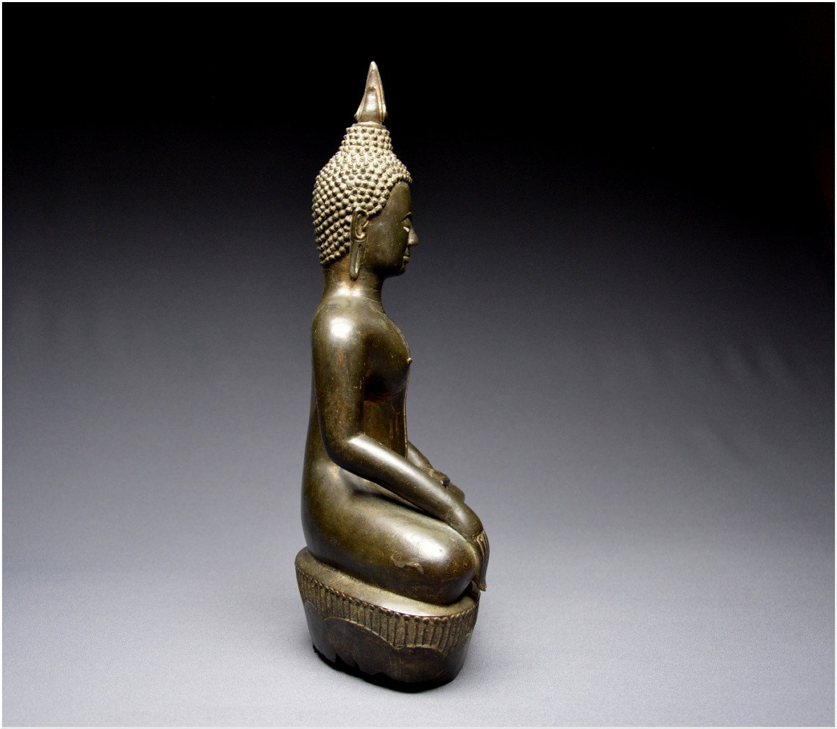 Laos, 18th Century, Maravijaya Buddha In Bronze With Dark Patina-photo-4
