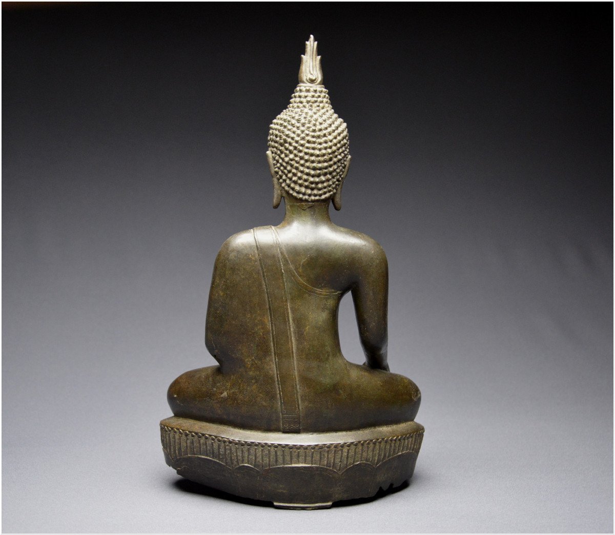 Laos, 18th Century, Maravijaya Buddha In Bronze With Dark Patina-photo-2