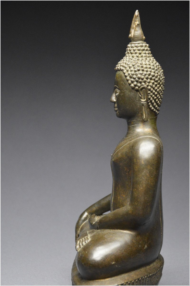 Laos, 18th Century, Maravijaya Buddha In Bronze With Dark Patina-photo-7
