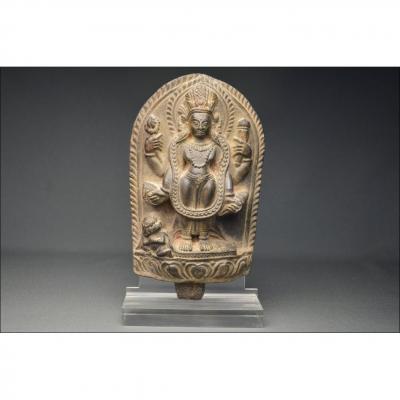 Former Votive Stone Stele Representing Vishnu, Nepal, XVIIIth - XIXth Century