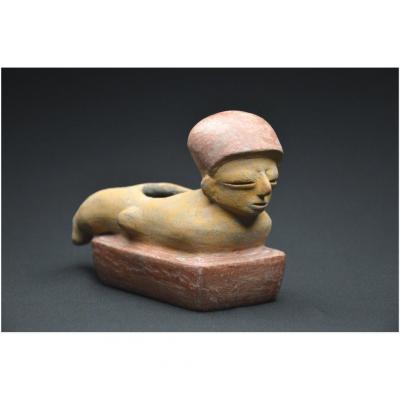 Ecuador, 800 - 400 Bc, Chorrera Culture, Anthropomorphic Polychrome Ceramic Vessel