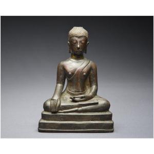 Ancien Royaume de Siam, XVIIème - XVIIIème siècle, École de Sukhothaï, Bouddha Sakyamuni en bronze