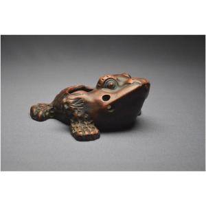 China, Late Qing Dynasty, Sandstone Incense Burner Representing The Toad Of Prosperity