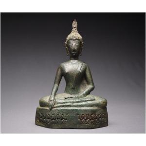 Laos, XVIIème siècle, Bouddha Maravijaya en bronze