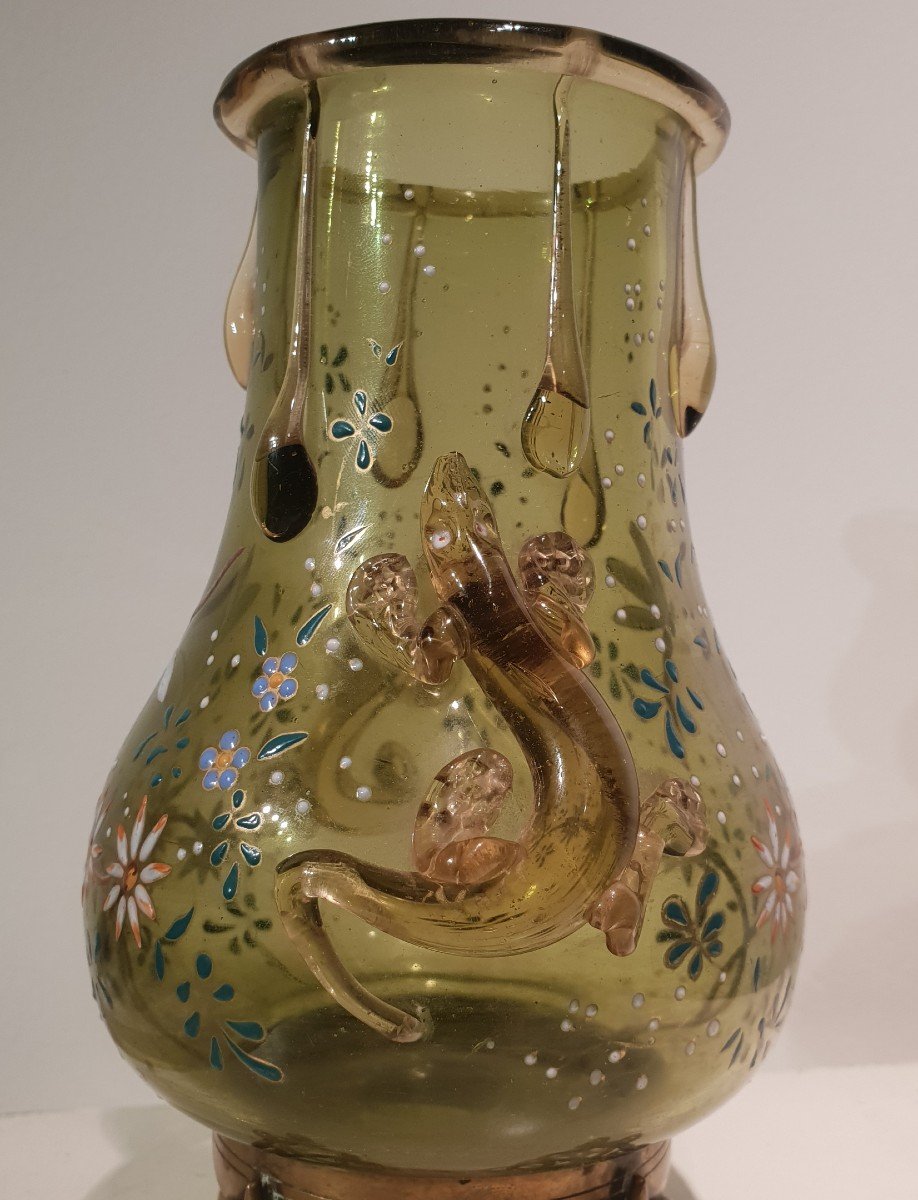 Vase Verre Par Auguste Jean. Art Nouveau-photo-3