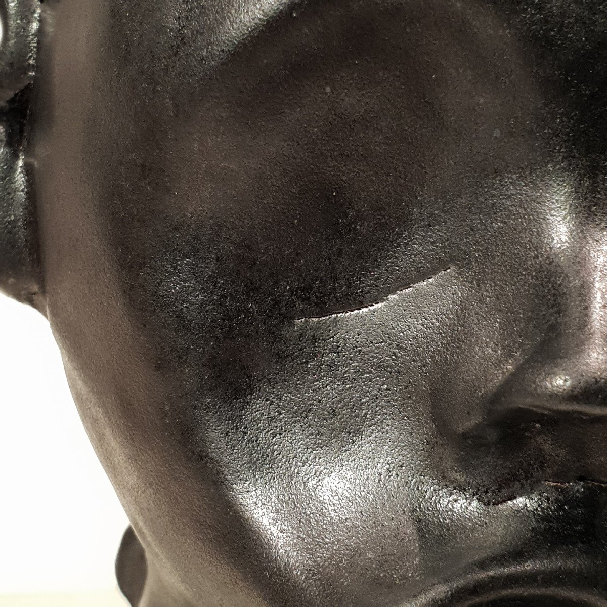 Signed Africanist Ceramic Head, Fang Typology, Circa 1970.-photo-2