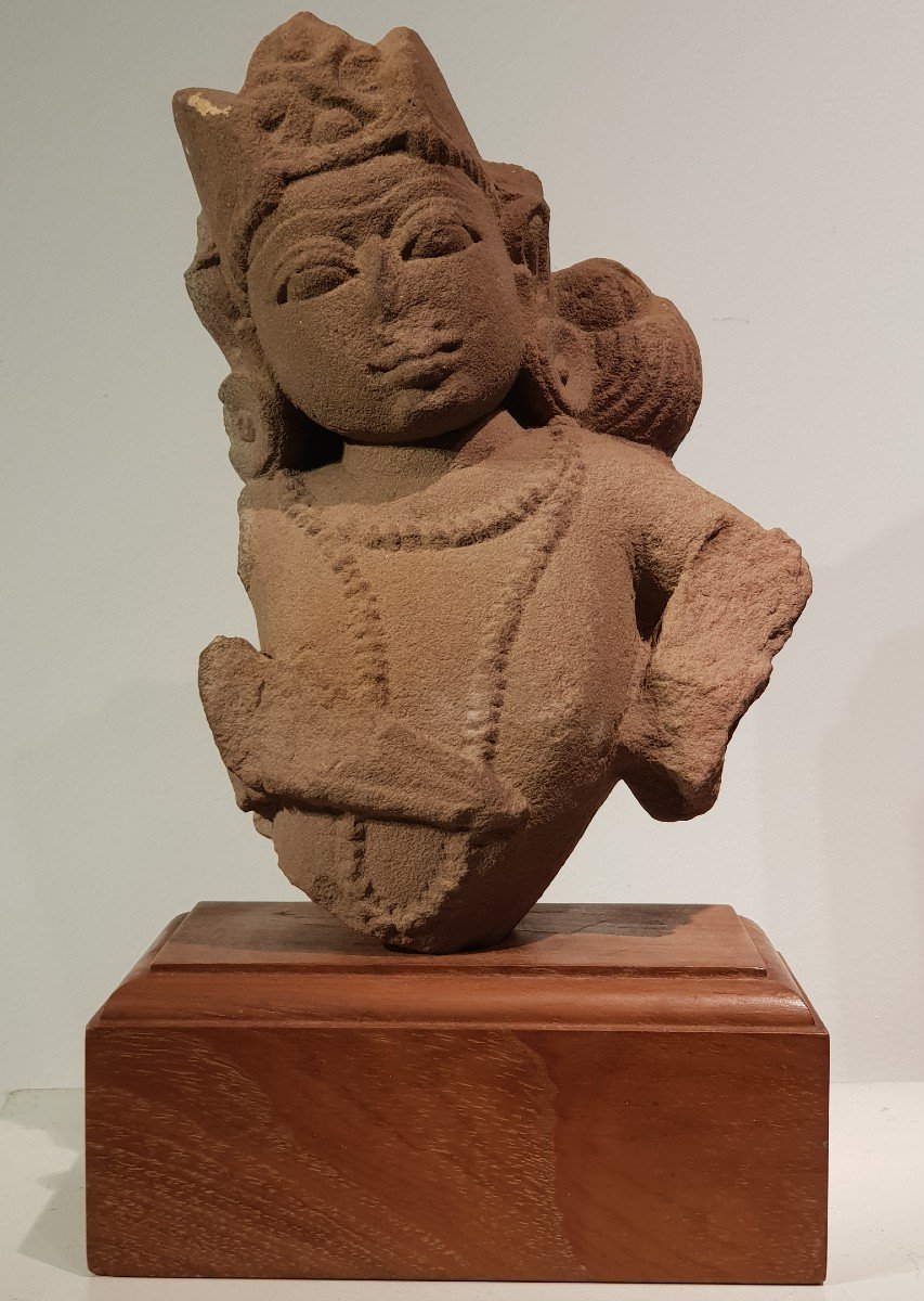 Buste En Grès, Inde Médiévale, 12-13ème Siècle Ap.J-C.