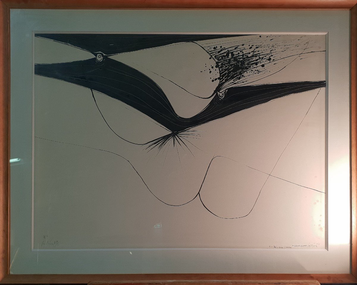 Chinese Ink Drawing, Abstract By Jan Meyer Or Meijer-photo-3