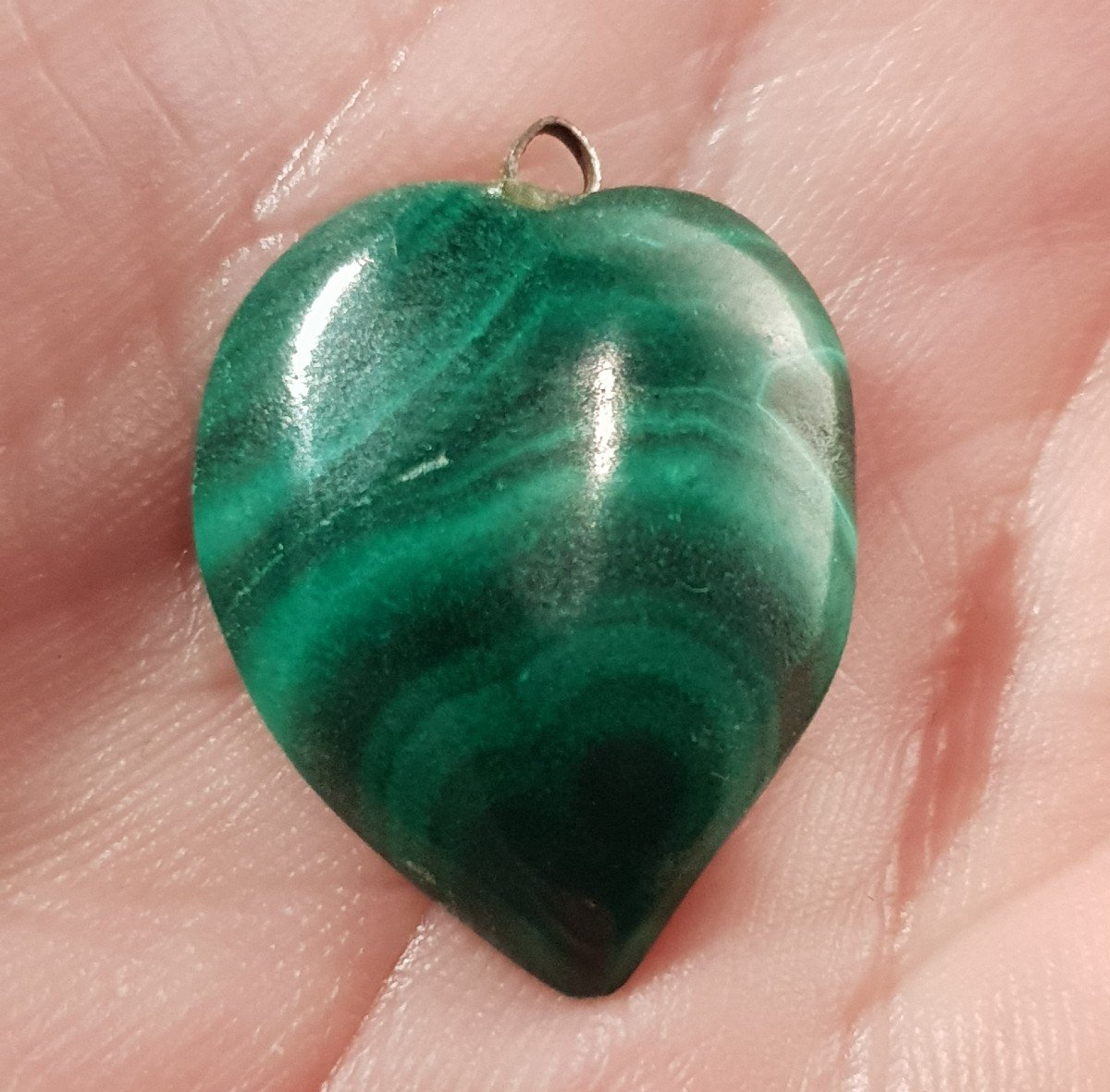 Pendentif Bijoux Coeur En Malachite.