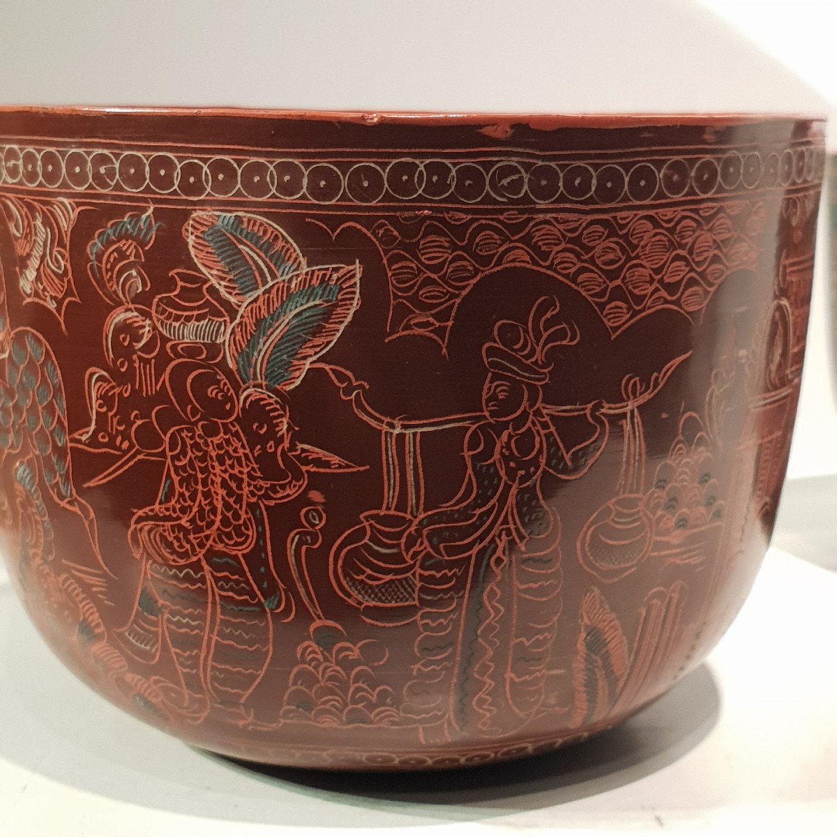 Two Burmese Lacquer Bowls, Mid-20th Century -photo-4