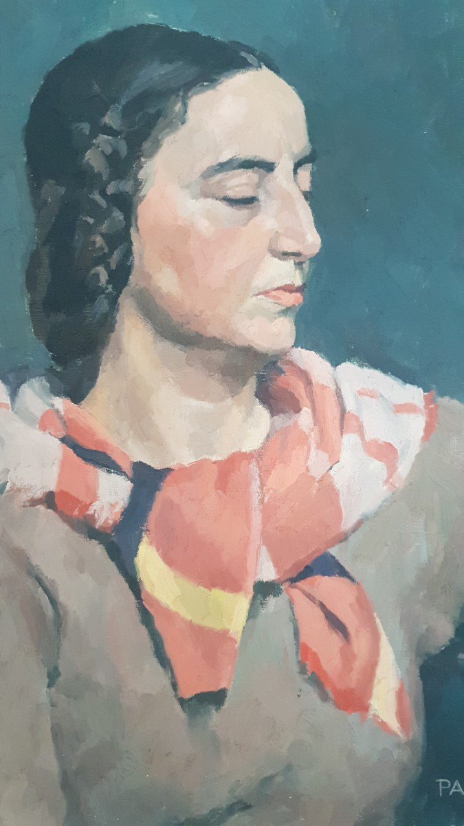 Peinture Hst Femme Signé Paulier, Vers 1930-40-photo-2