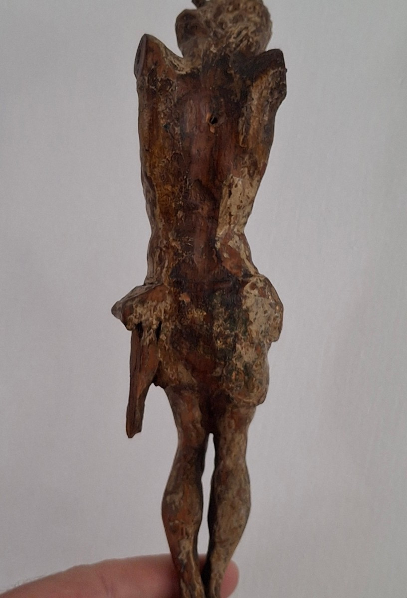 Buste De Christ En Bois Polychrome, 17eme Siècle -photo-2