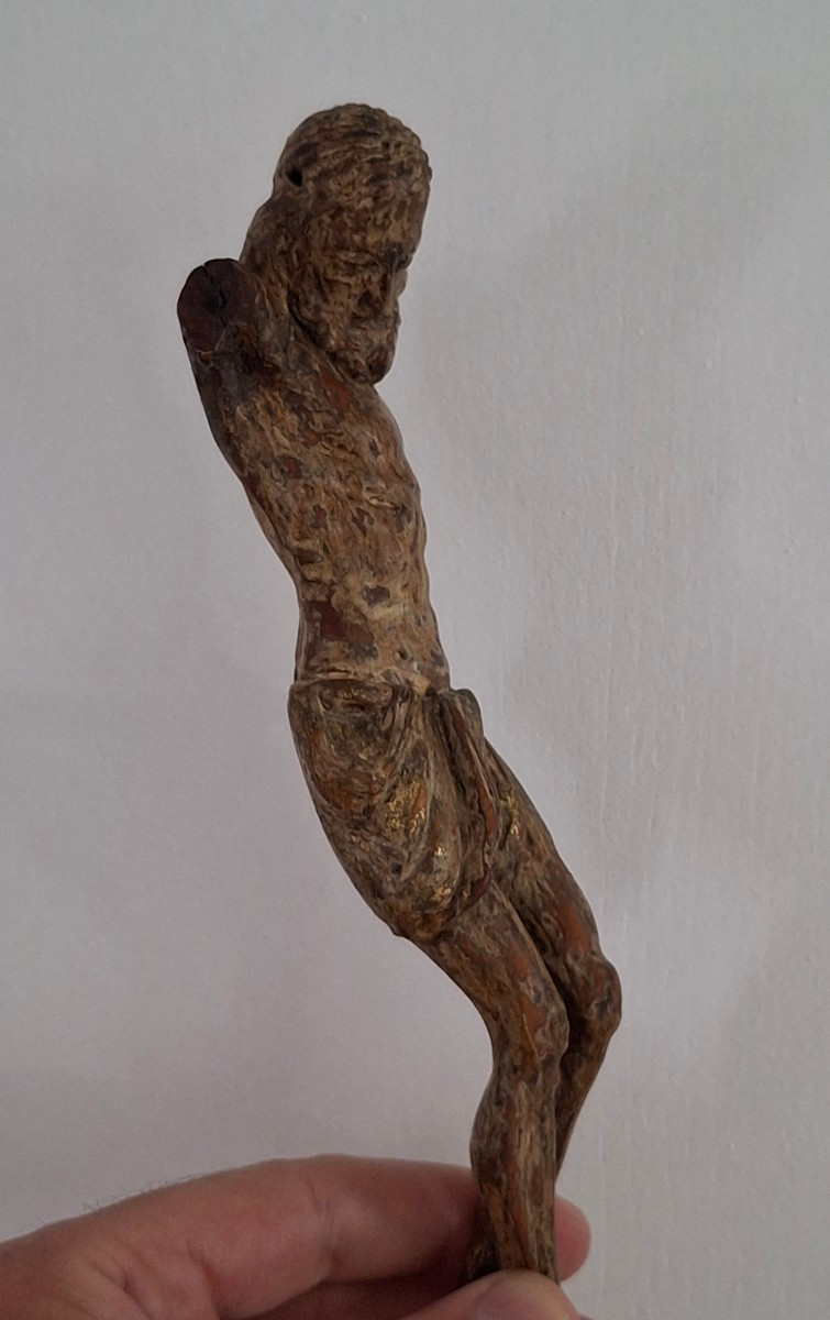 Buste De Christ En Bois Polychrome, 17eme Siècle -photo-4