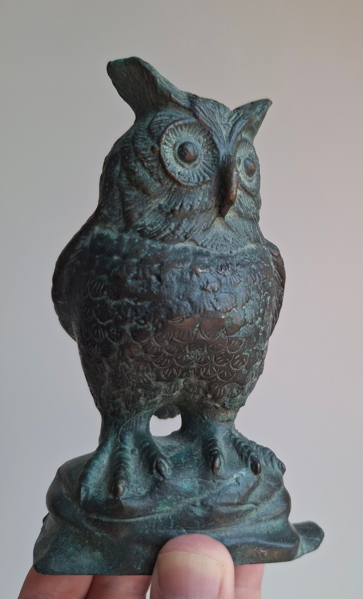 Chouette ou Hibou en bronze, 19-20eme siècle -photo-2