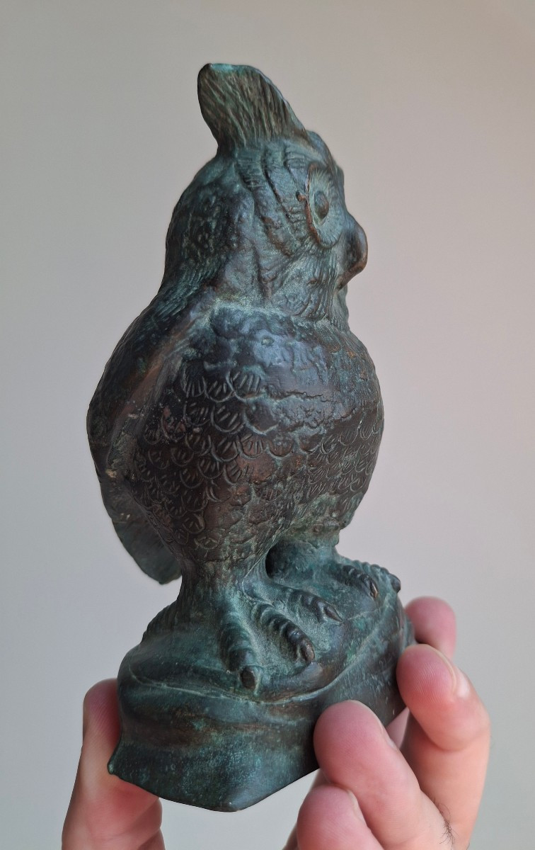 Chouette ou Hibou en bronze, 19-20eme siècle -photo-1
