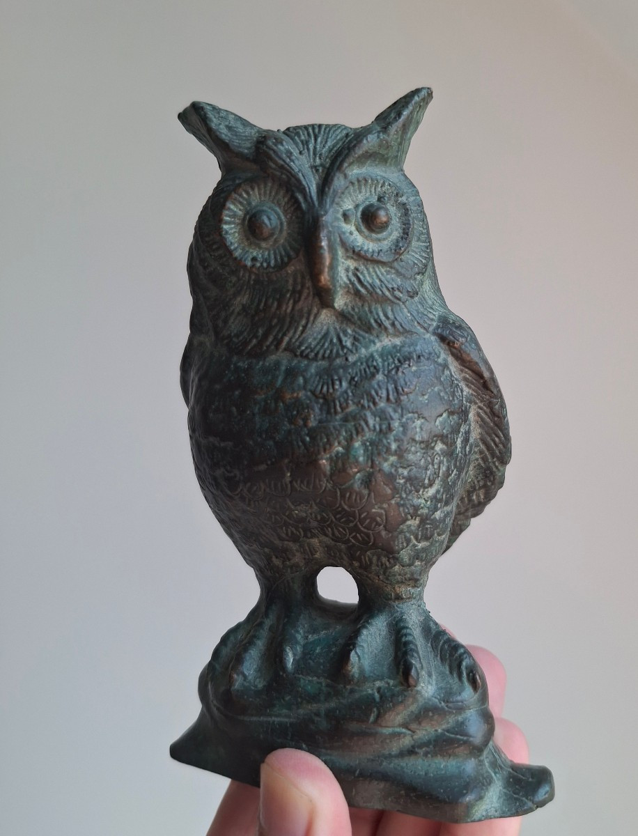 Chouette ou Hibou en bronze, 19-20eme siècle 