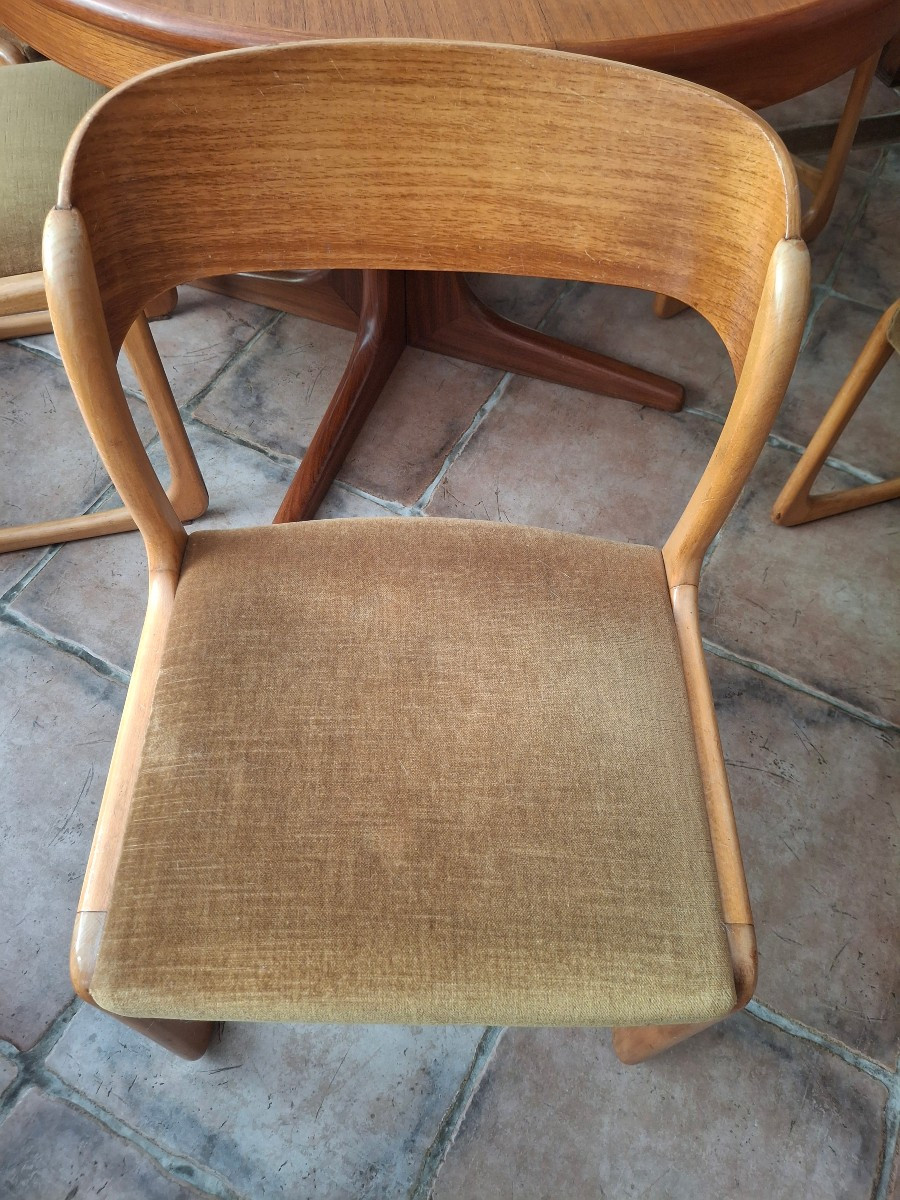 Living Room Or Dining Table With 6 Sled Chairs, Baumann, Circa 1970.-photo-3