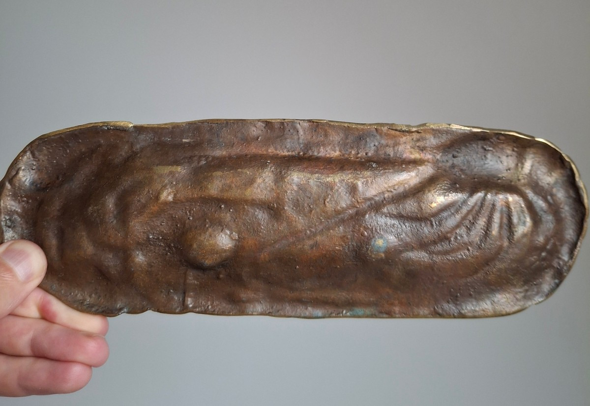 Bronze Pen Holder With Marine Decoration, Shrimps. Japan, 20th Century -photo-4