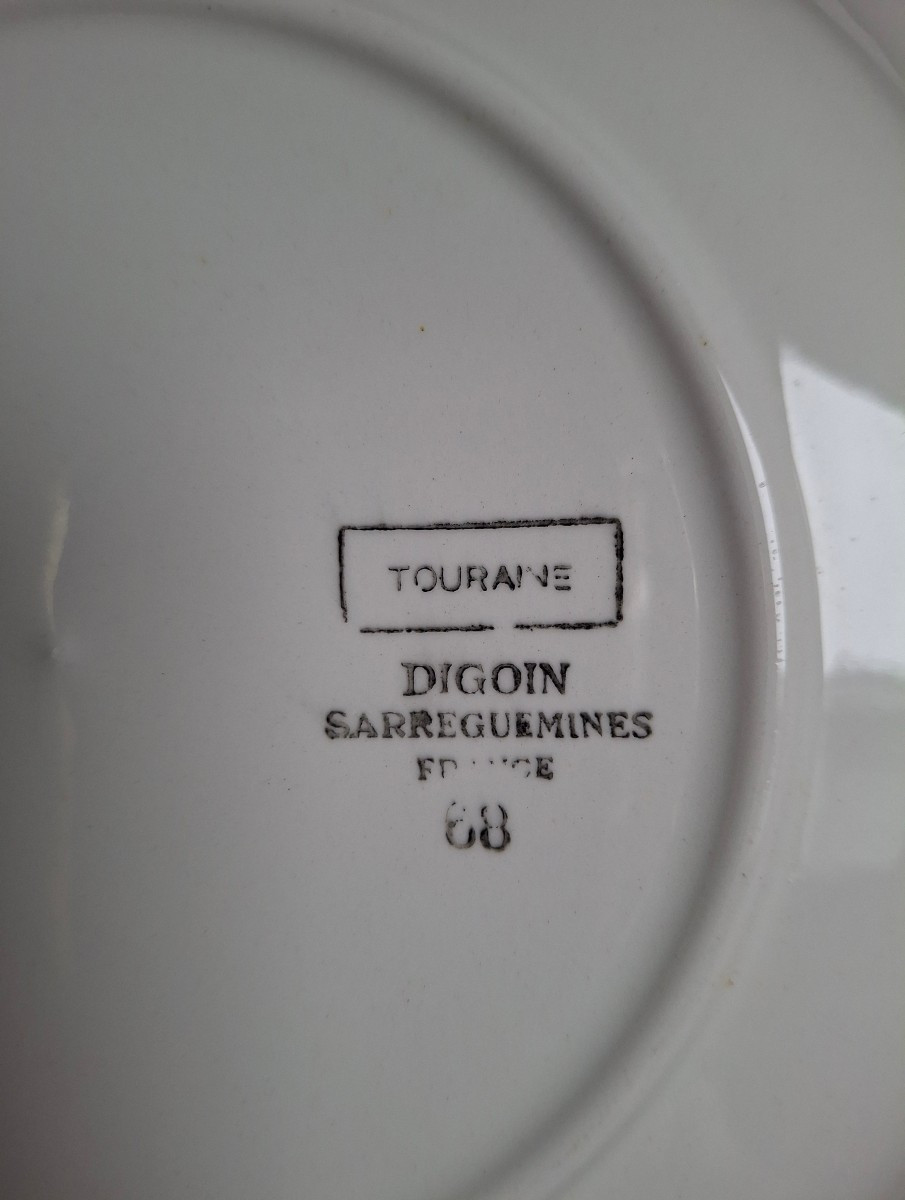 13 assiettes a dessert art déco en faïence de digoin,  Sarreguemines-photo-3