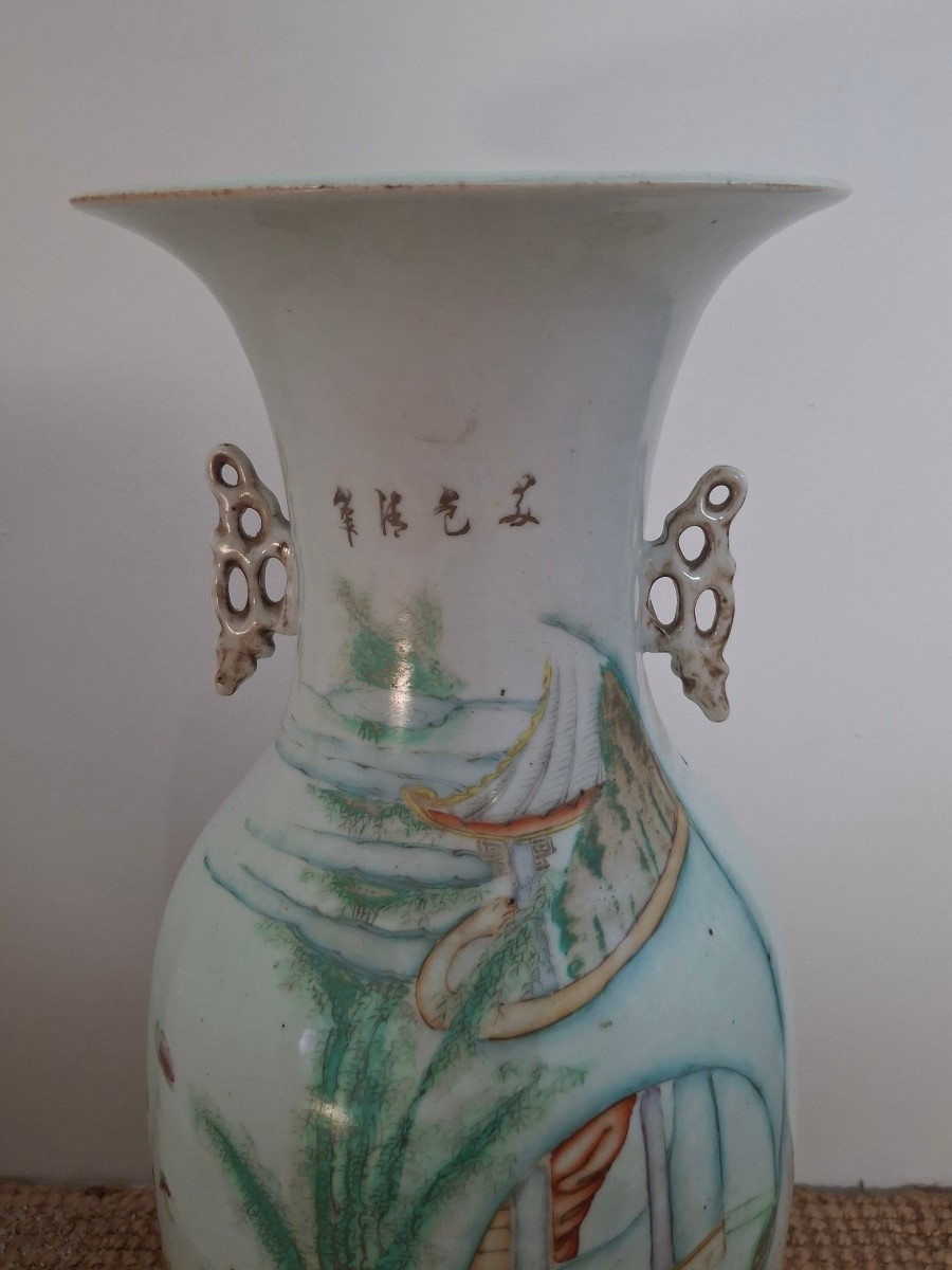 Chinese Porcelain Vase, Circa 1900, With Inscriptions And Decoration Known As "boys' Style."-photo-2