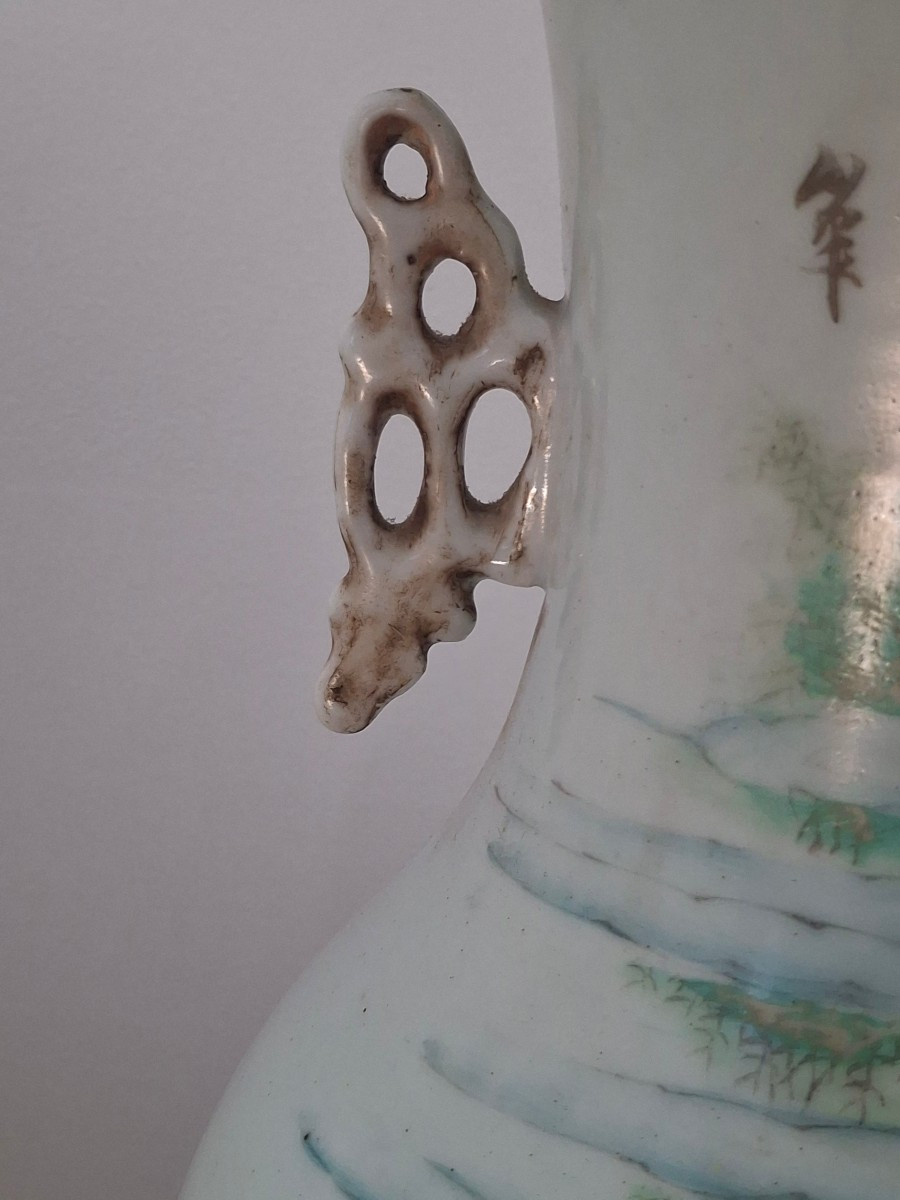 Chinese Porcelain Vase, Circa 1900, With Inscriptions And Decoration Known As "boys' Style."-photo-4