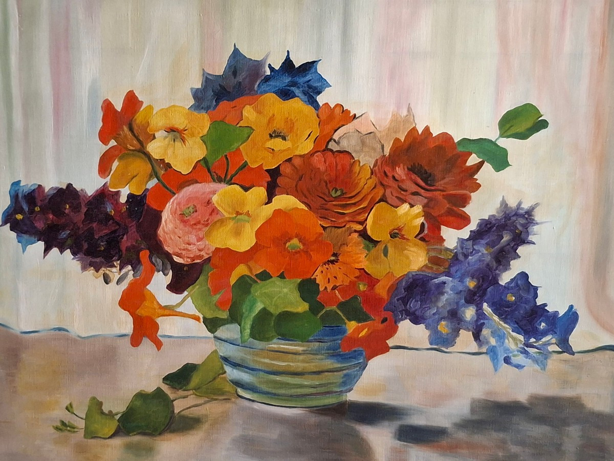 Tableau hst, bouquet fleurs signé Stern et daté 1939-photo-2