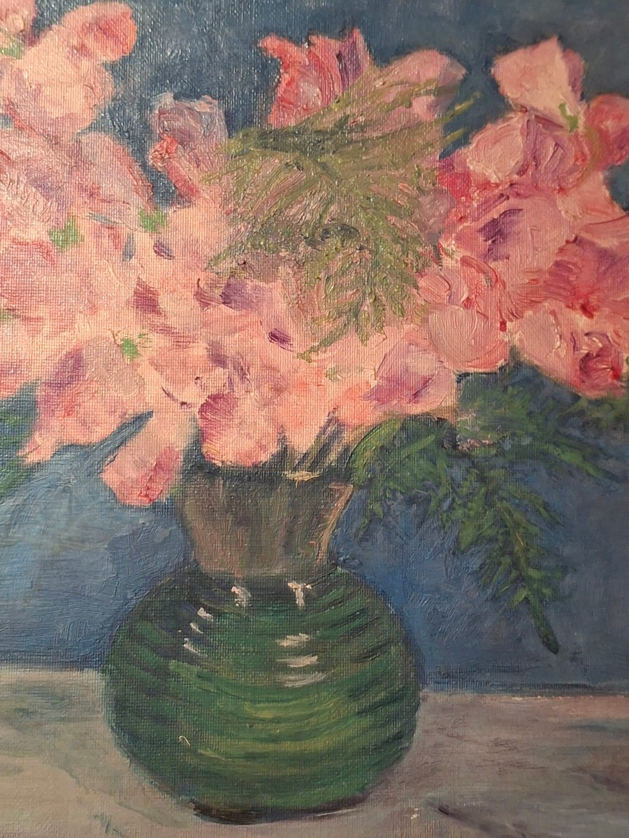 Hsc bouquet de fleurs, signé J.Brochot, vers 1950-photo-4
