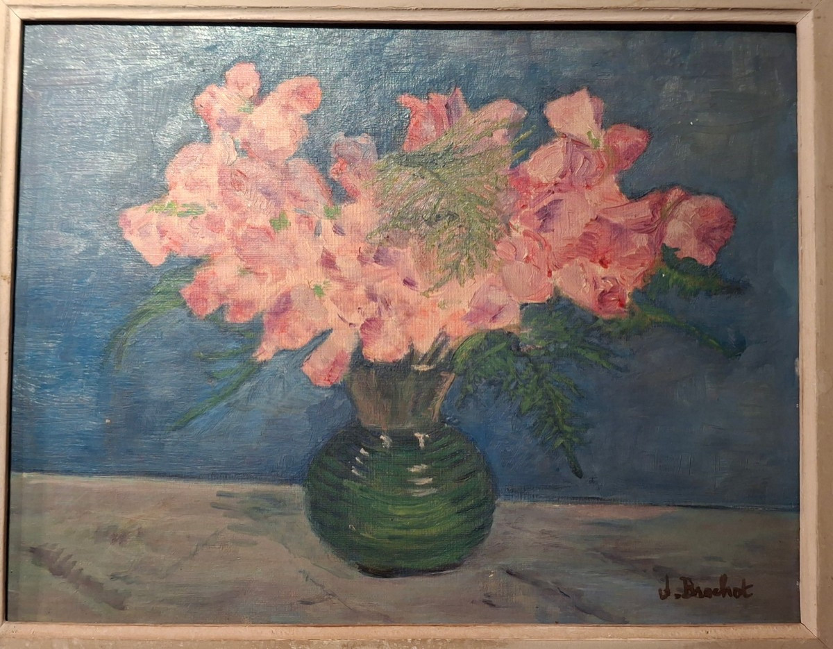 Hsc bouquet de fleurs, signé J.Brochot, vers 1950