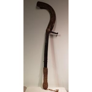 Large Gbaya Knife, Weapon Of Congo In Wrought Iron.