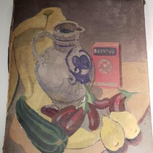 Oil Painting On Canvas, Modernist Still Life, Circa 1950-60