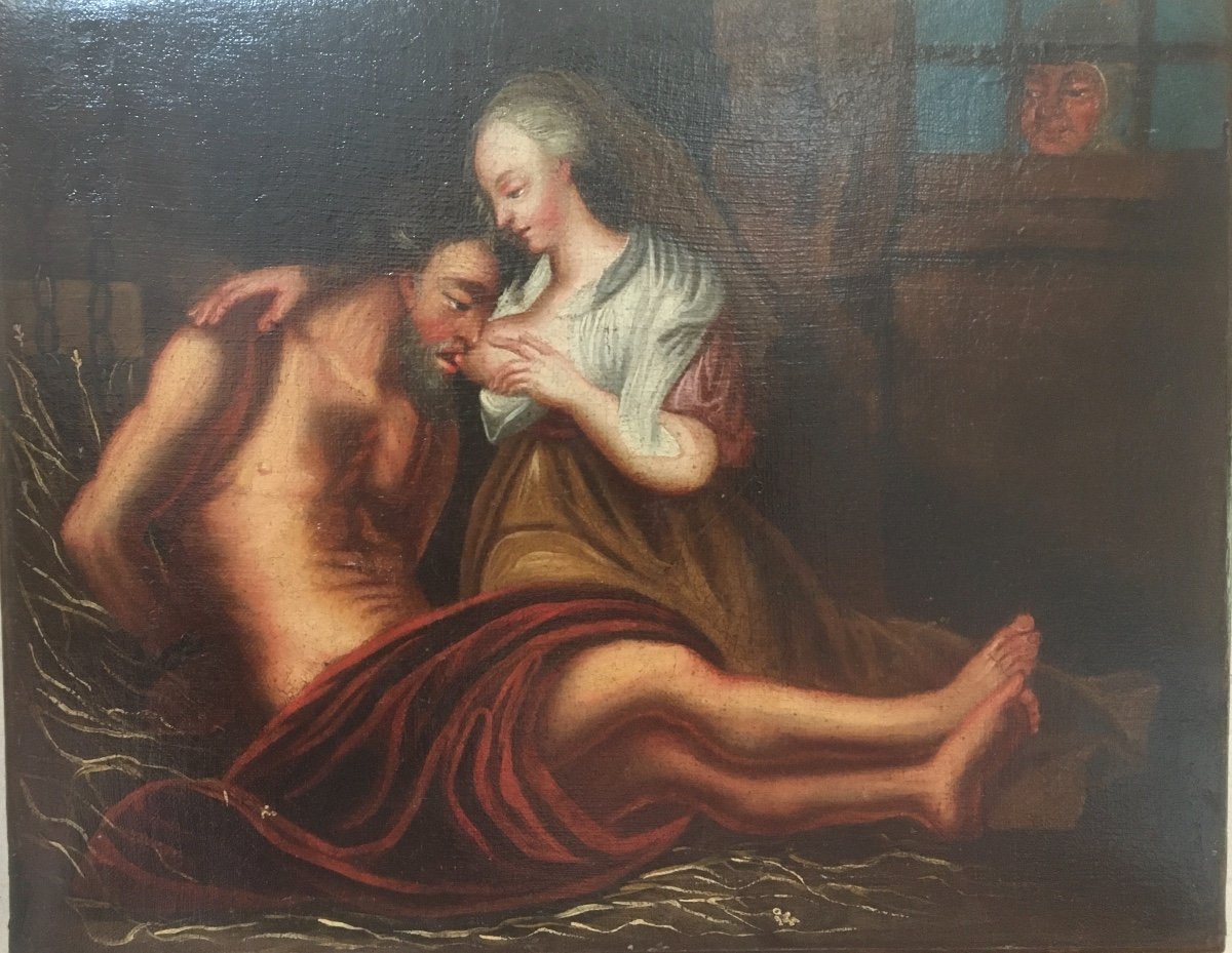 Huile Sur Toile Charité Romaine 