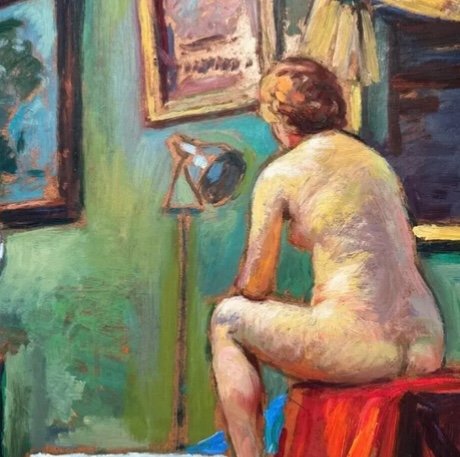 Huile  Femme Nu Dans L’atelier -photo-2