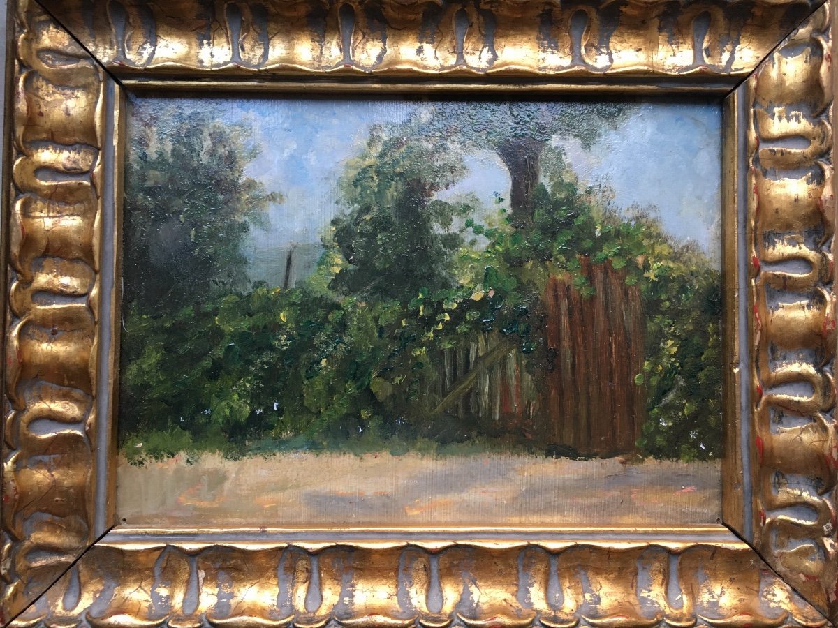 Paysage La Barrière De Jardin - Huile Impressionniste 