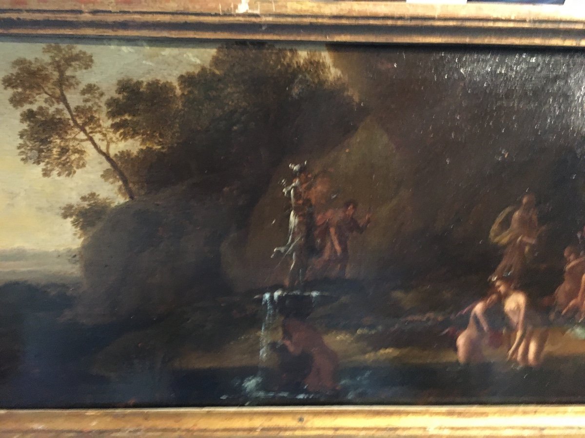 Huile Sur Bois XVIII Femmes Au Bain Diane-photo-2