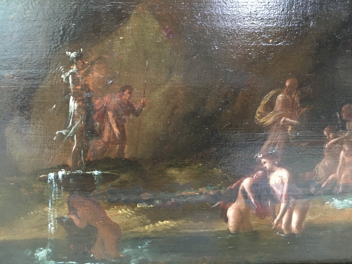 Huile Sur Bois XVIII Femmes Au Bain Diane-photo-1