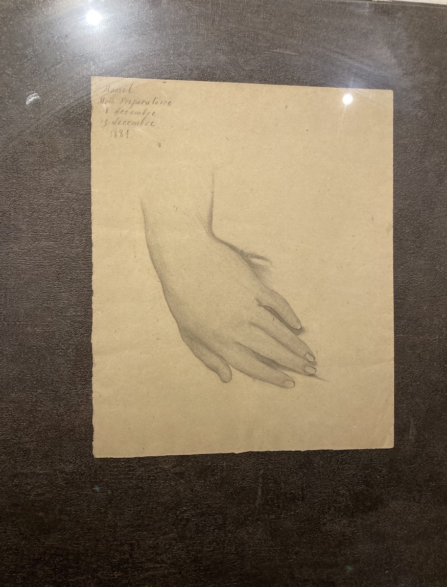 Antique Drawing, 19th Century, Academic Hand Study-photo-2