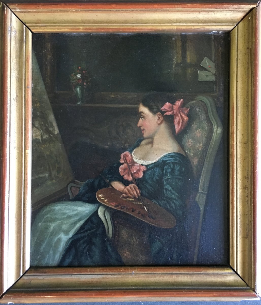 Portrait De Femme Artiste Au Chevalet-photo-2